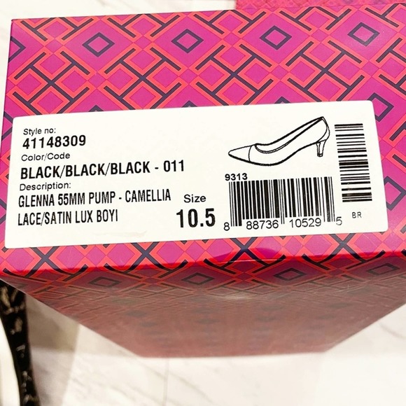 Tory Burch Glenna Pump Lace/Satin Black Size 10.5 - Picture 12 of 15